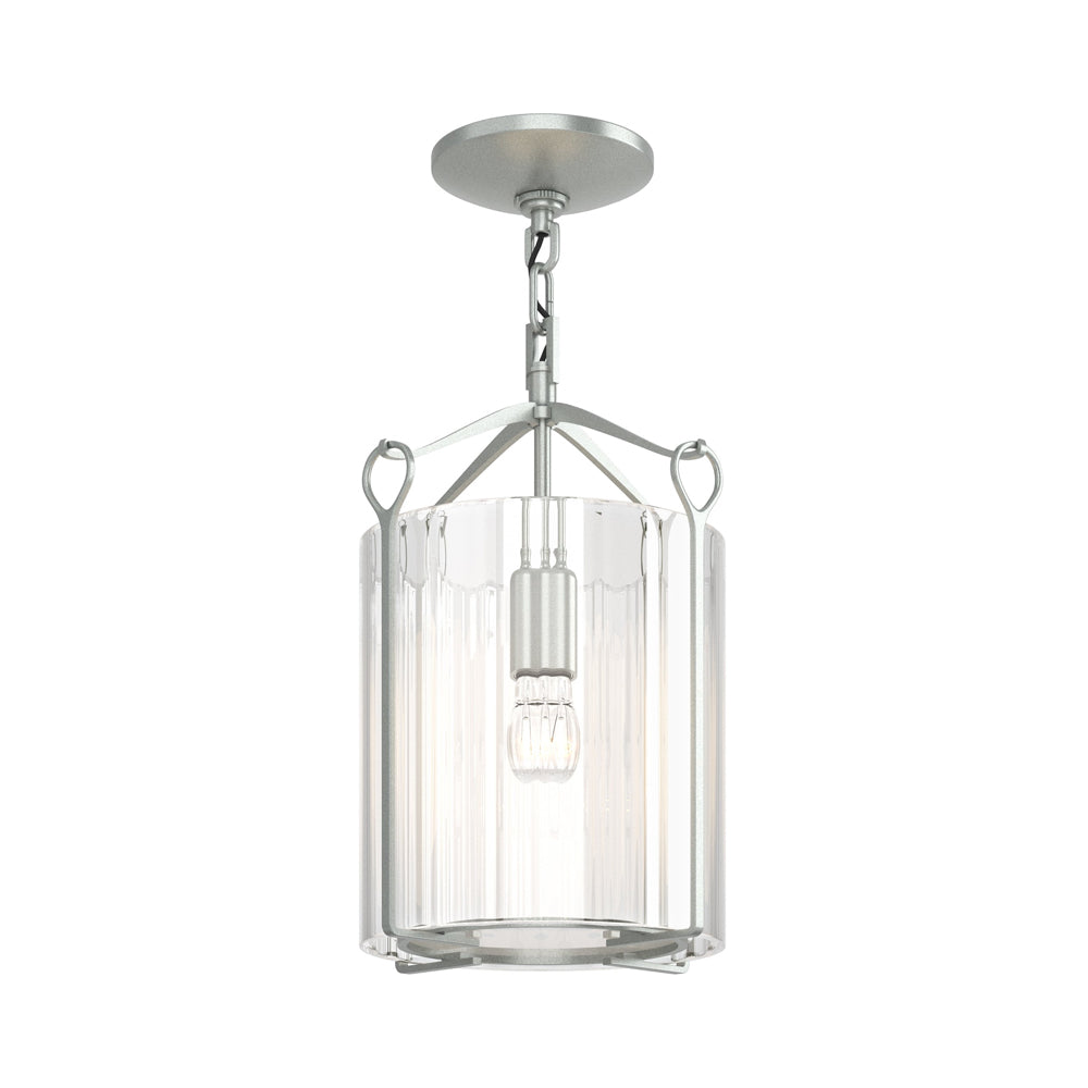 Bow Semi Flush Mount Ceiling Light in Vintage Platinum/Clear Glass.