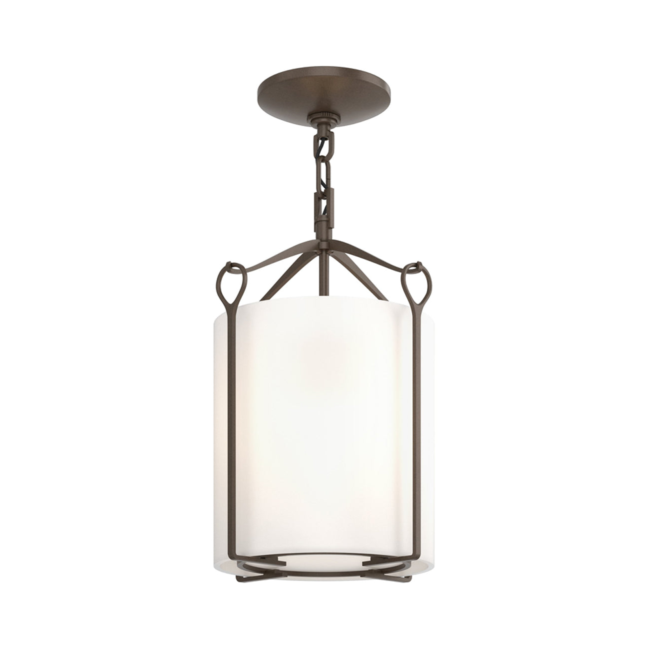 Bow Semi Flush Mount Ceiling Light in Bronze/Opal Glass.