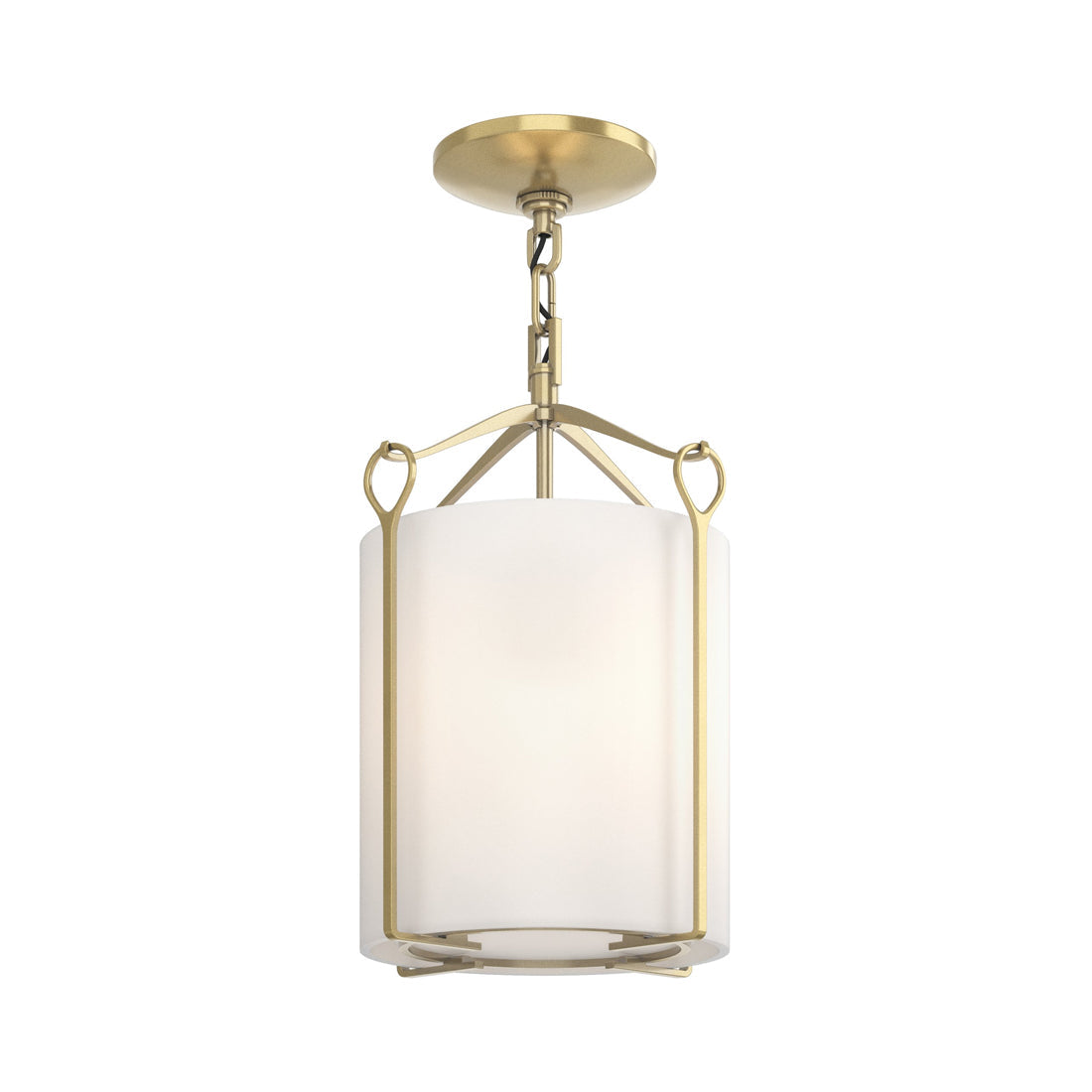 Bow Semi Flush Mount Ceiling Light in Modern Brass/Opal Glass.
