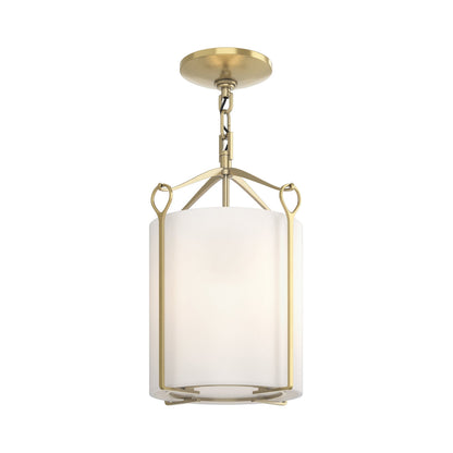 Bow Semi Flush Mount Ceiling Light in Modern Brass/Opal Glass.