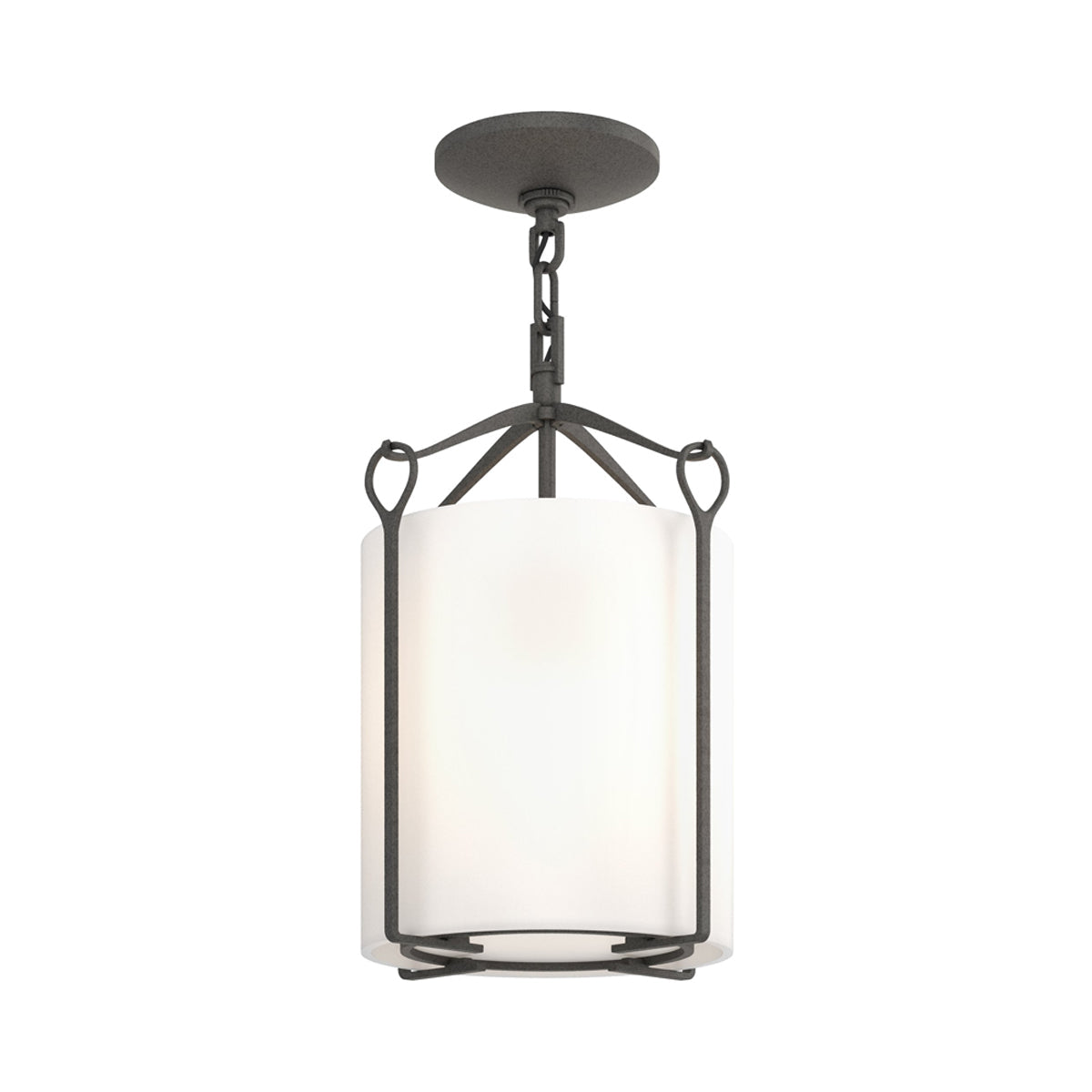 Bow Semi Flush Mount Ceiling Light in Natural Iron/Opal Glass.
