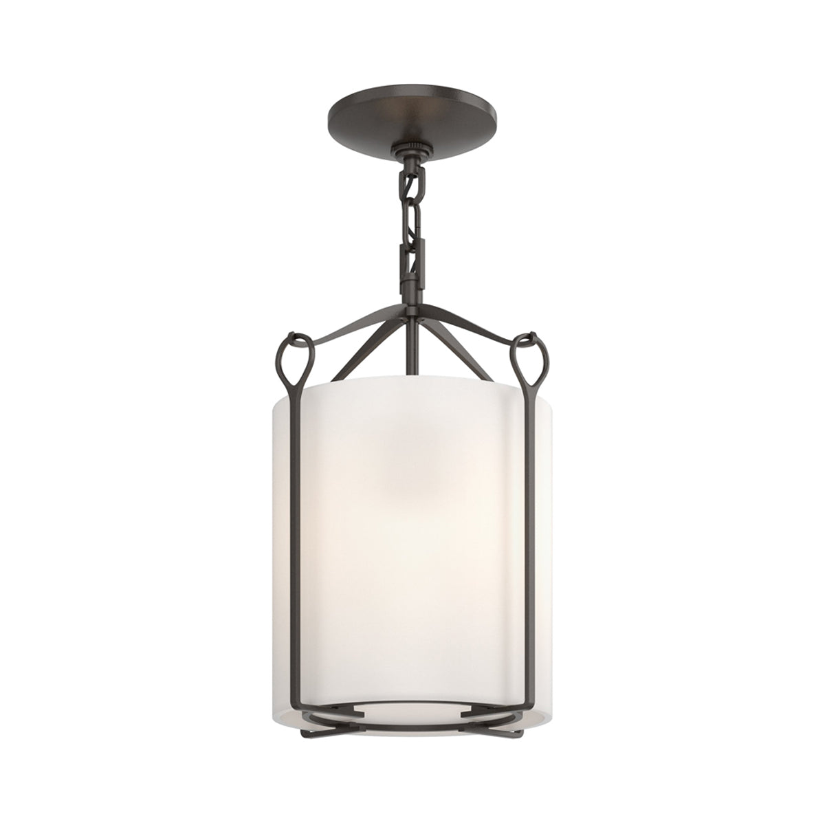 Bow Semi Flush Mount Ceiling Light in Oil Rubbed Bronze/Opal Glass.