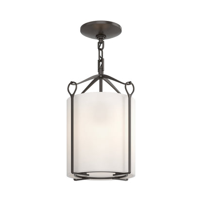 Bow Semi Flush Mount Ceiling Light in Oil Rubbed Bronze/Opal Glass.