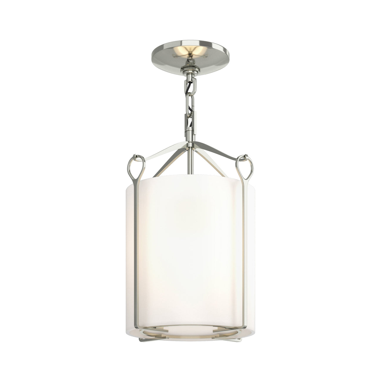 Bow Semi Flush Mount Ceiling Light in Sterling/Opal Glass.