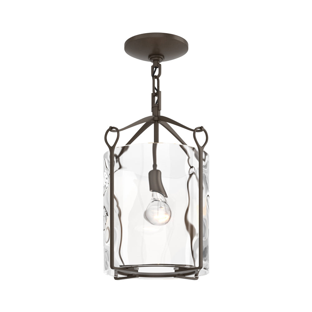 Bow Semi Flush Mount Ceiling Light in Bronze/Water Glass.