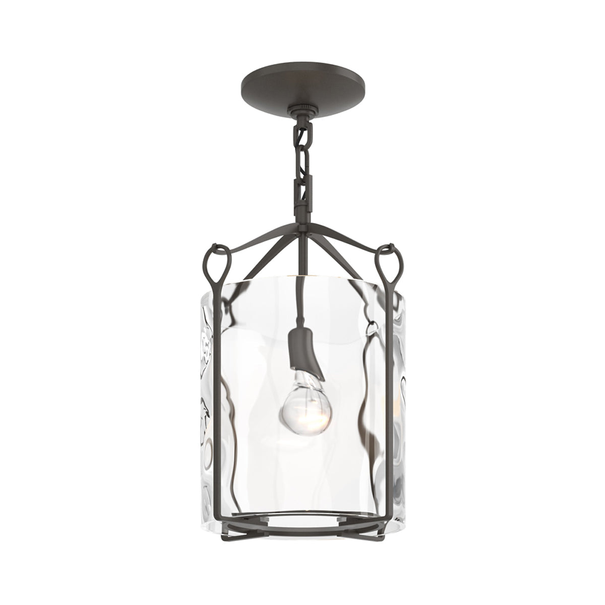 Bow Semi Flush Mount Ceiling Light in Dark Smoke/Water Glass.