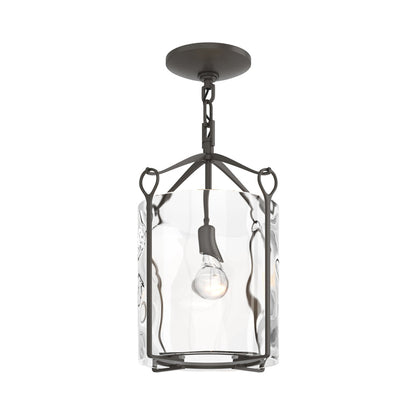 Bow Semi Flush Mount Ceiling Light in Dark Smoke/Water Glass.