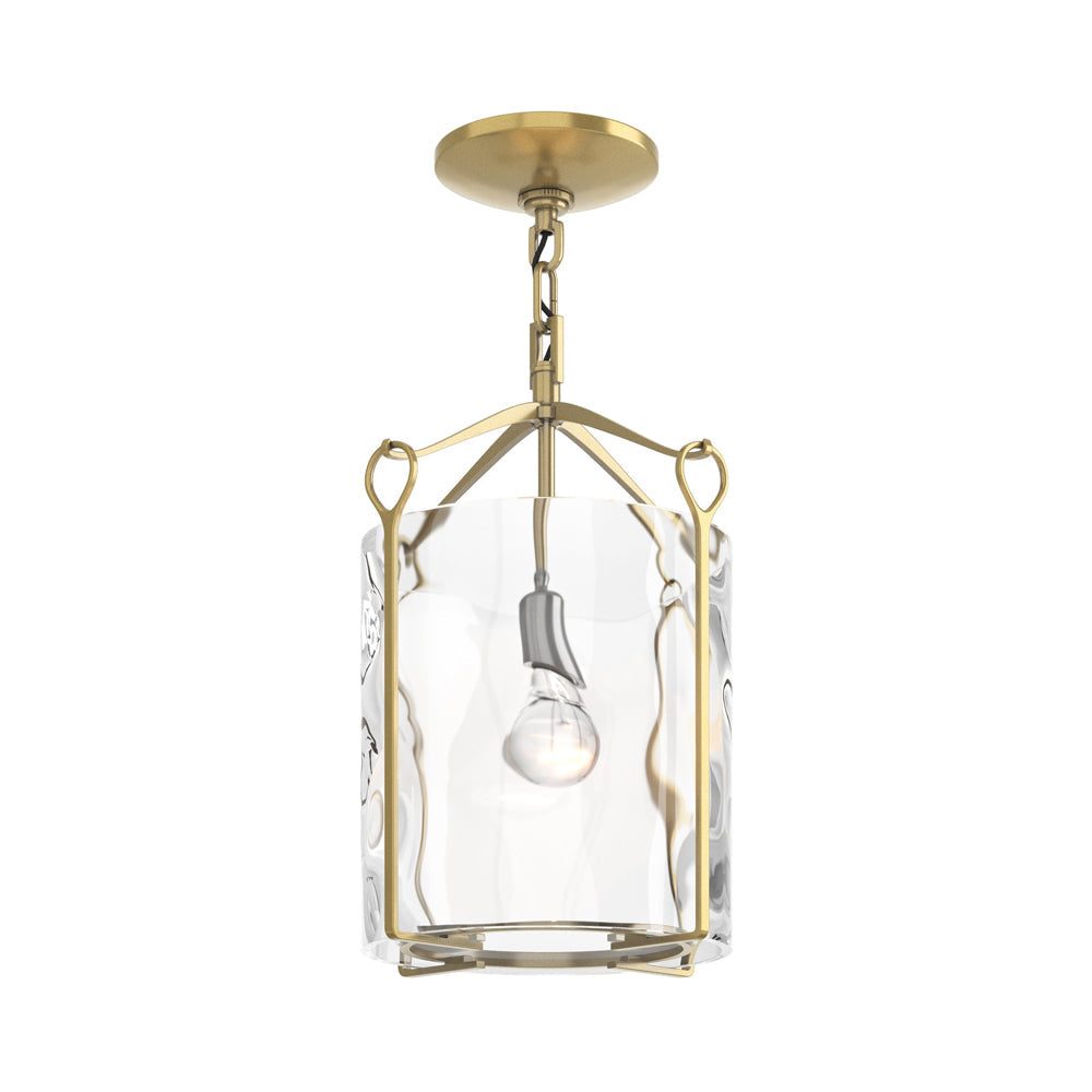 Bow Semi Flush Mount Ceiling Light in Modern Brass/Water Glass.