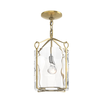 Bow Semi Flush Mount Ceiling Light in Modern Brass/Water Glass.