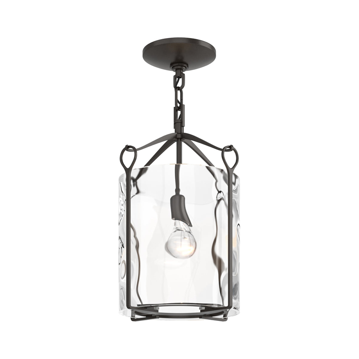 Bow Semi Flush Mount Ceiling Light in Oil Rubbed Bronze/Water Glass.