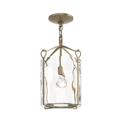 Bow Semi Flush Mount Ceiling Light in Soft Gold/Water Glass.