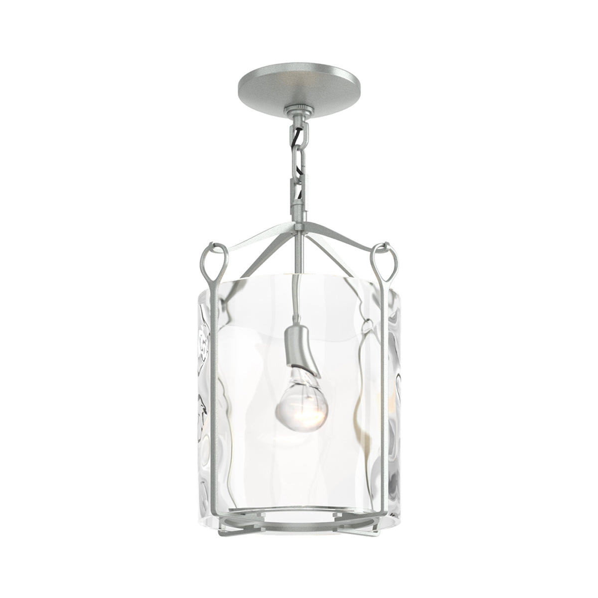Bow Semi Flush Mount Ceiling Light in Vintage Platinum/Water Glass.