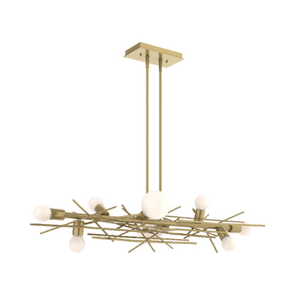 Brindille Linear Pendant Light in Modern Brass.