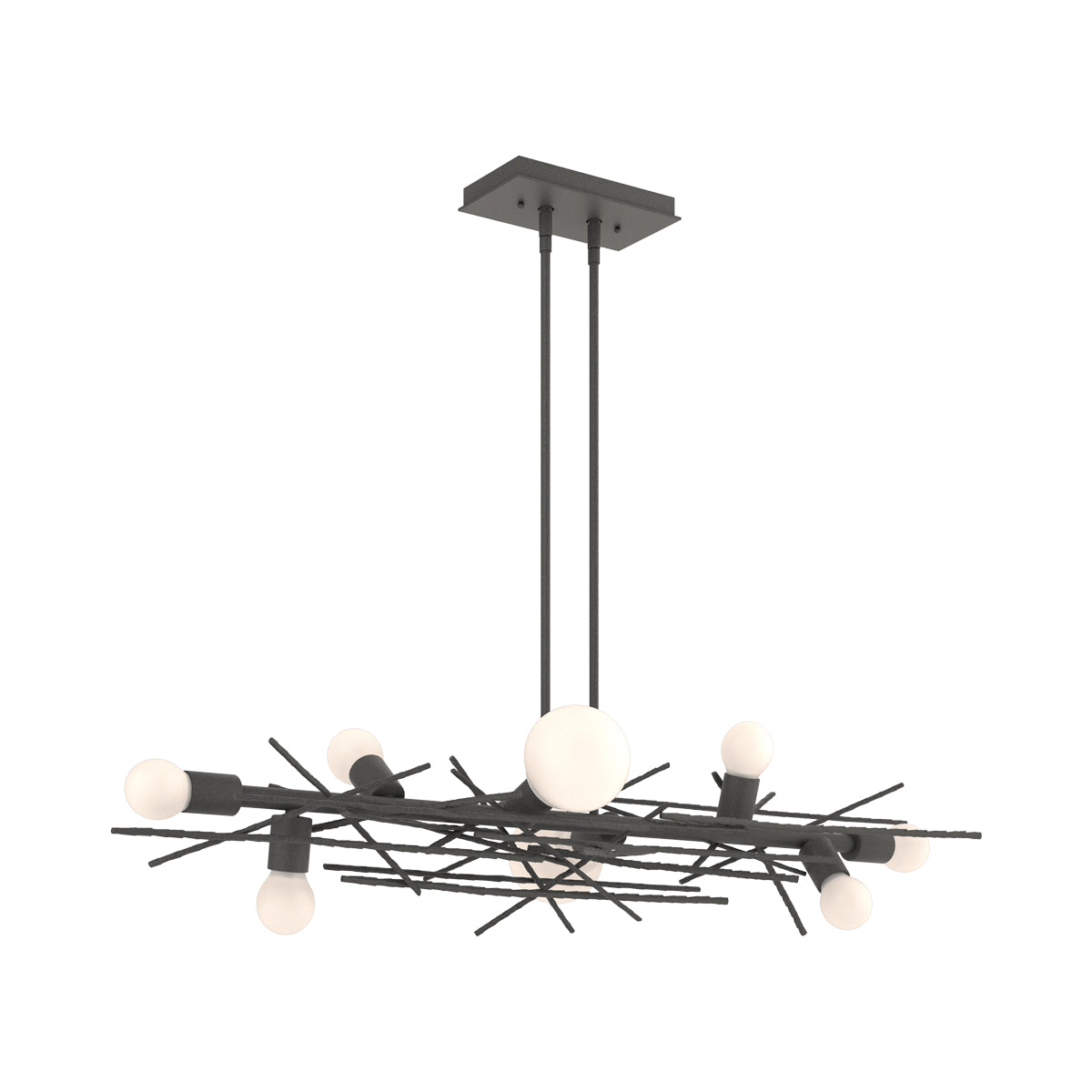 Brindille Linear Pendant Light in Natural Iron.
