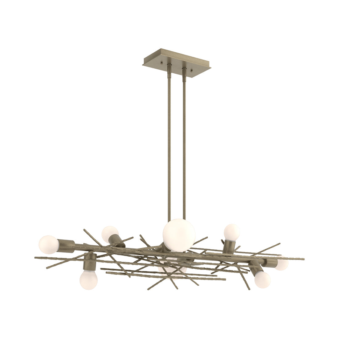 Brindille Linear Pendant Light in Soft Gold.