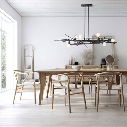 Brindille Linear Pendant Light in dining room.