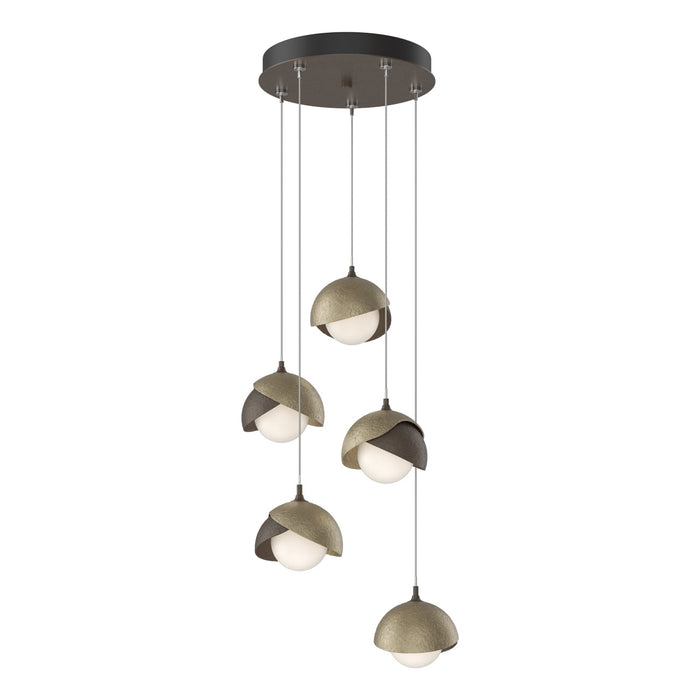 Brooklyn 05 Double Shade Pendant Light in Soft Gold (Standard).