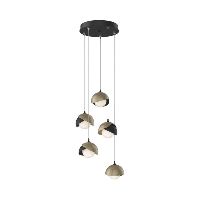 Brooklyn 10 Double Shade Pendant Light in Soft Gold (Long).