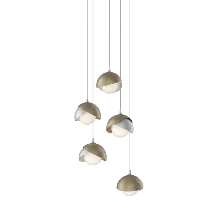 Brooklyn 82 Double Shade Pendant Light in Soft Gold (Long).