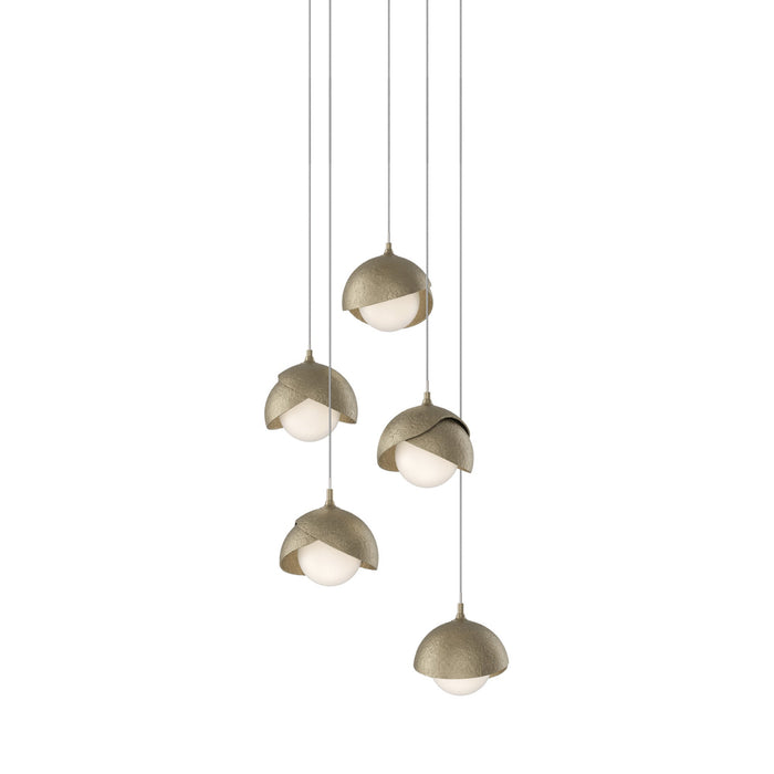 Brooklyn 84 Double Shade Pendant Light in Soft Gold (Long).