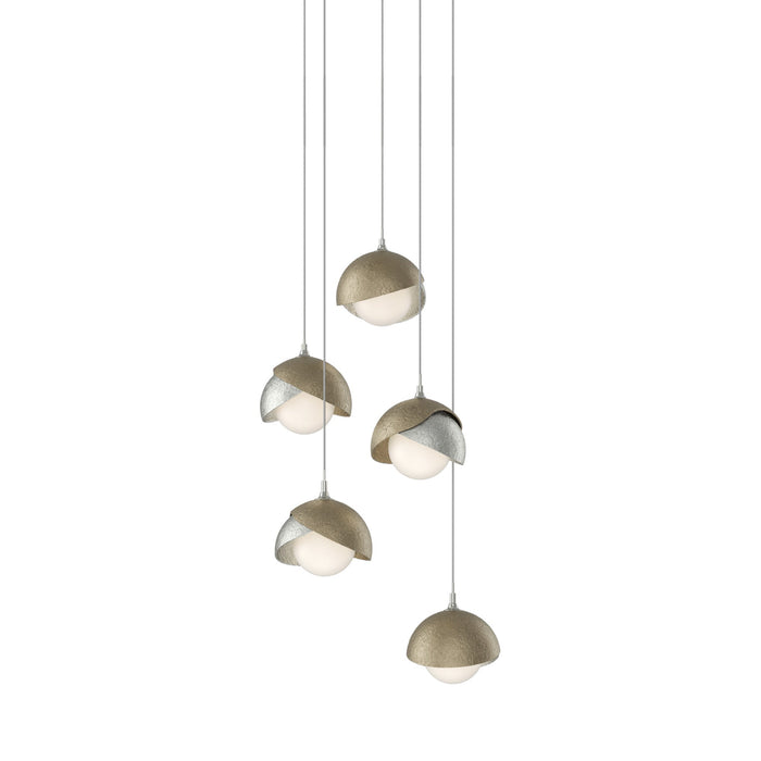 Brooklyn 85 Double Shade Pendant Light in Soft Gold (Long).