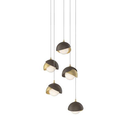 Brooklyn 86 Double Shade Pendant Light in Bronze (Long).