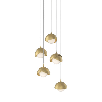 Brooklyn 86 Double Shade Pendant Light in Modern Brass (Long).