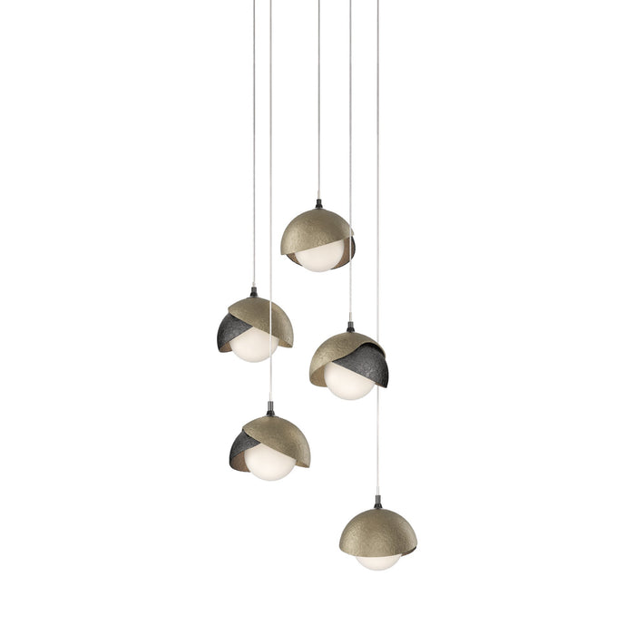 Brooklyn 89 Double Shade Pendant Light in Soft Gold (Long).