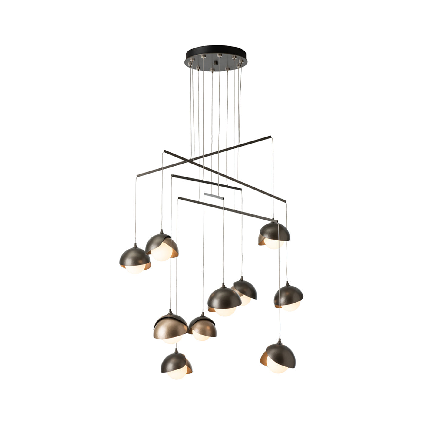 Brooklyn Double Shade Mobile Pendant Light in Dark Smoke/Soft Gold.