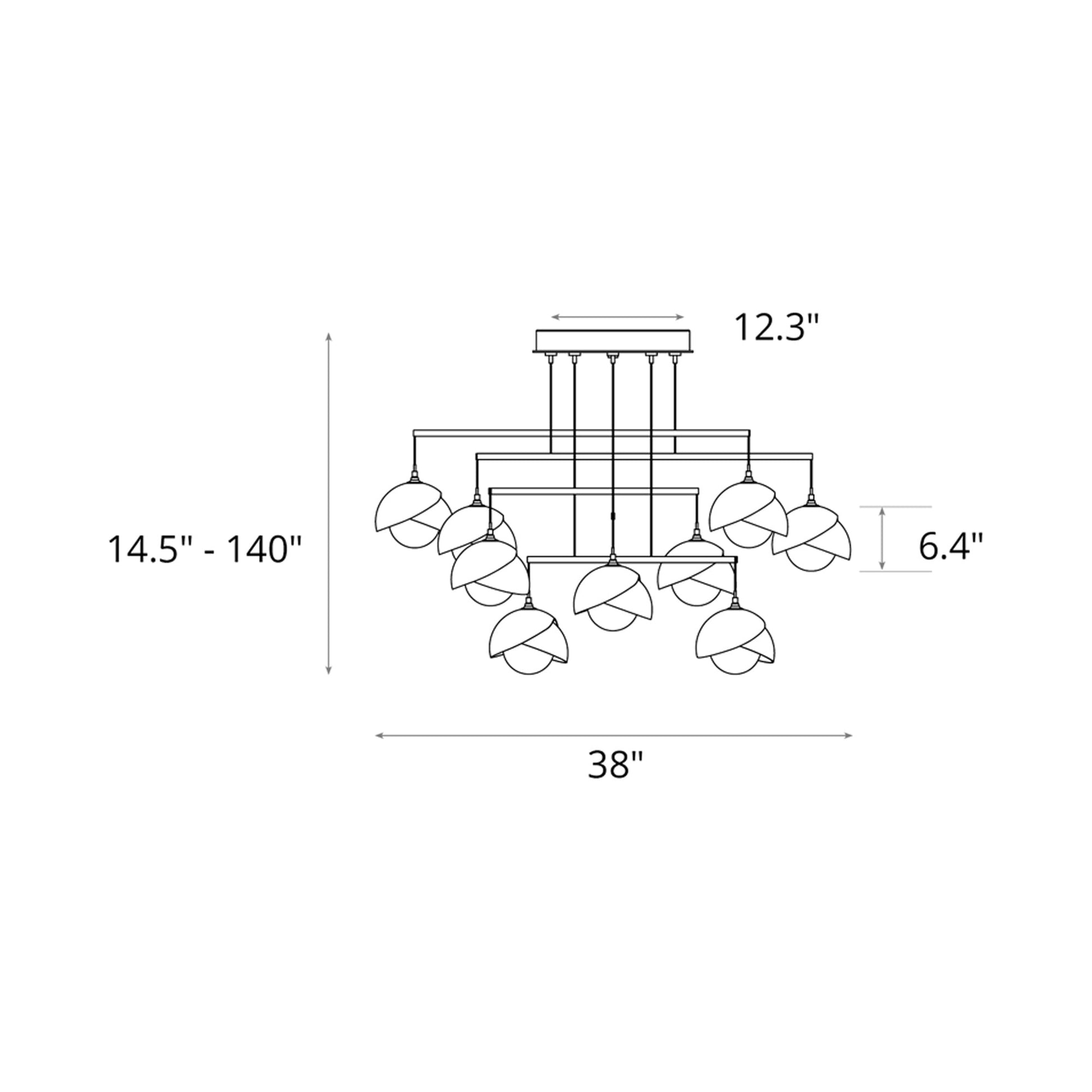 Brooklyn Double Shade Mobile Pendant Light - line drawing.