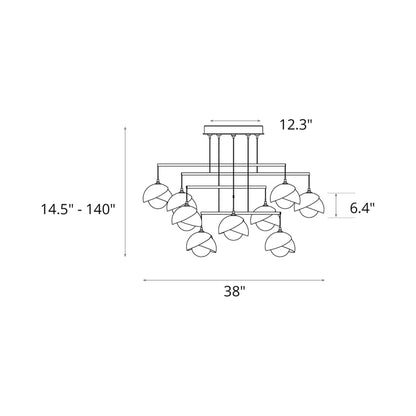 Brooklyn Double Shade Mobile Pendant Light - line drawing.