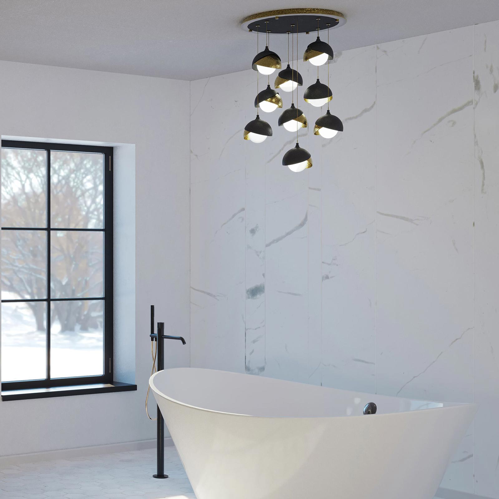 Brooklyn Standard Round Multi Light Pendant Light in Bathroom.