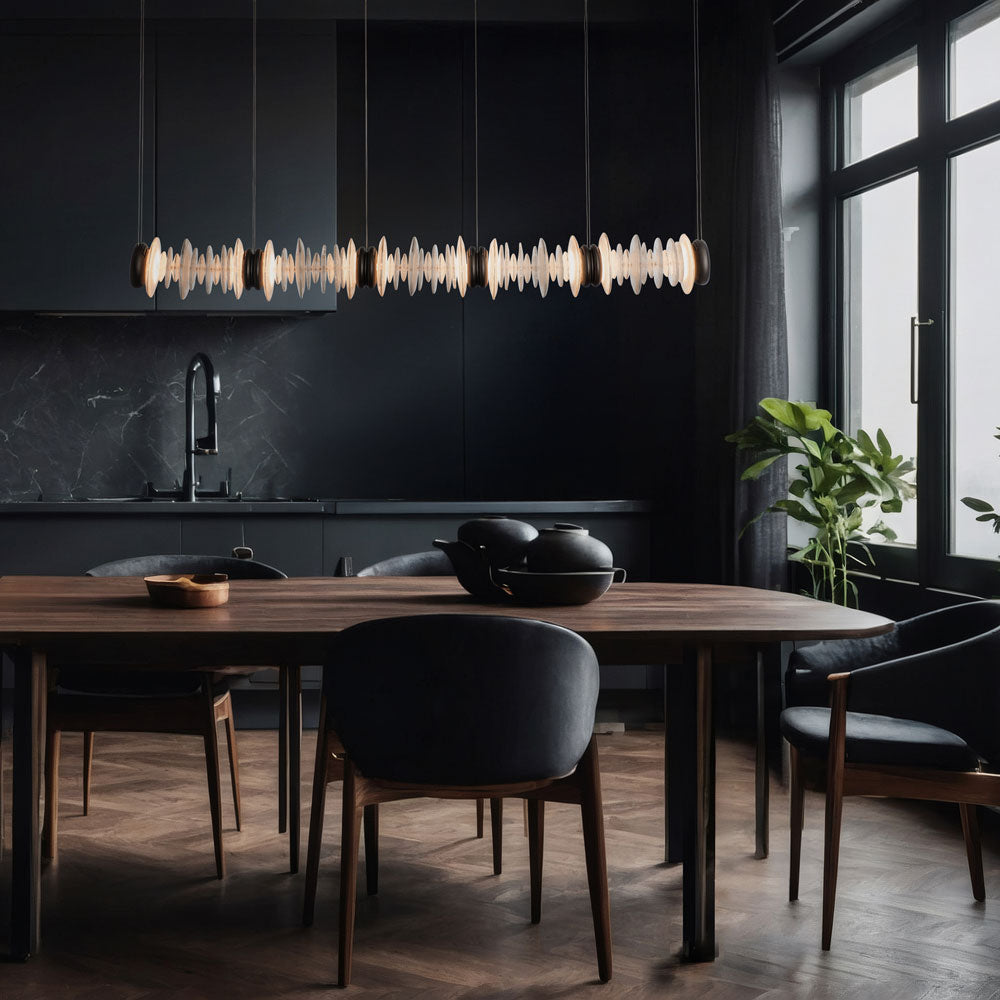 Cairn Linear LED Pendant Light in dining room.