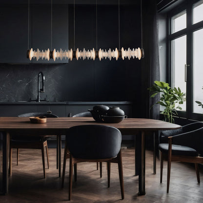 Cairn Linear LED Pendant Light in dining room.