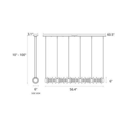 Cairn Linear LED Pendant Light - line drawing.