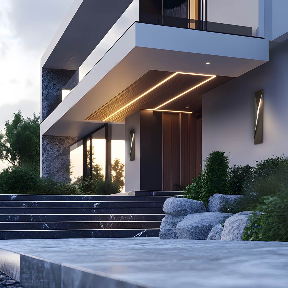 Carbon Outdoor Wall Light in Outside Area.