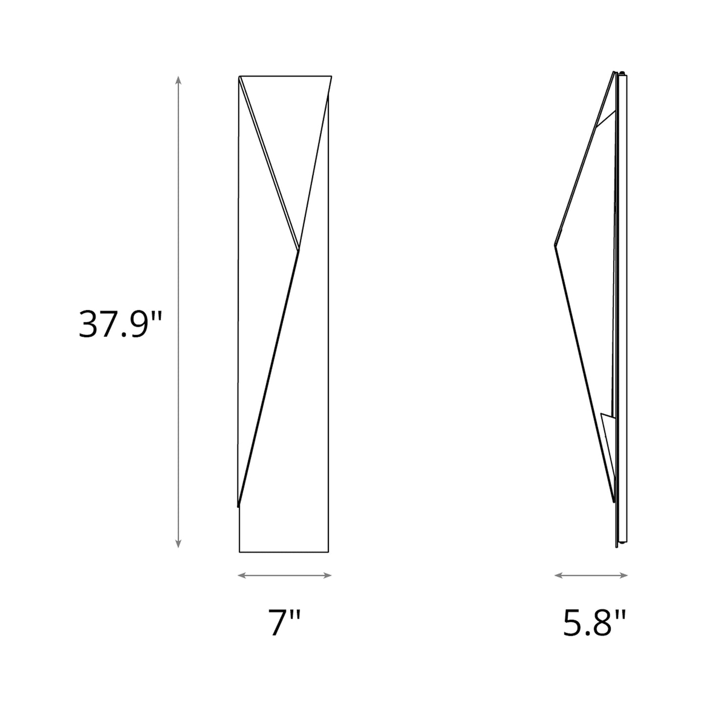 Carbon Outdoor Wall Light - line drawing.