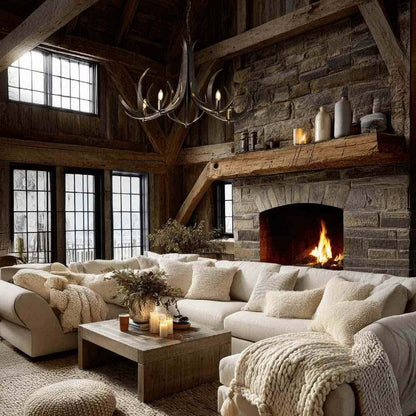 Caribou Chandelier in living room.