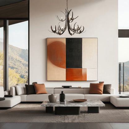 Caribou Chandelier in living room.