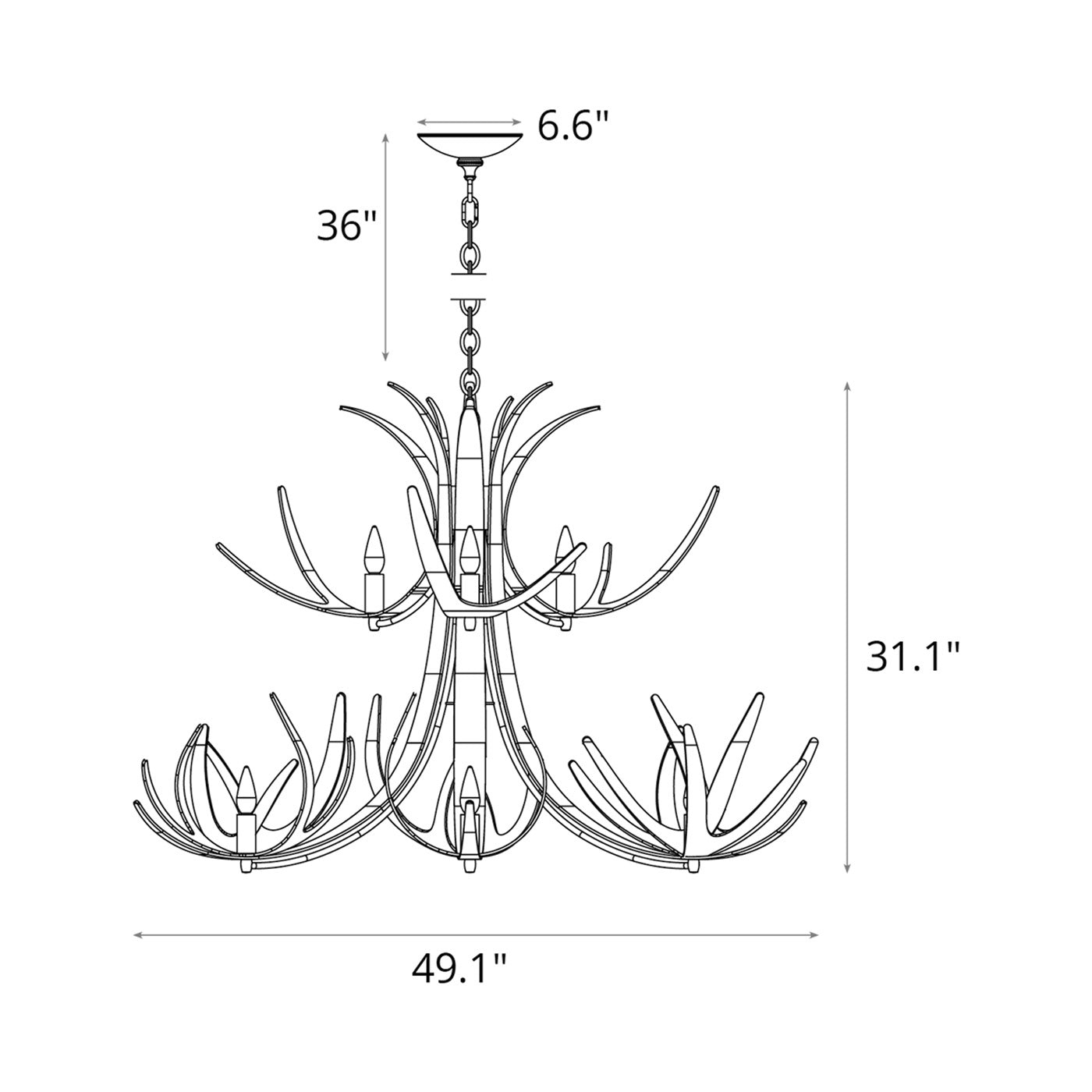 Caribou Chandelier - line drawing.