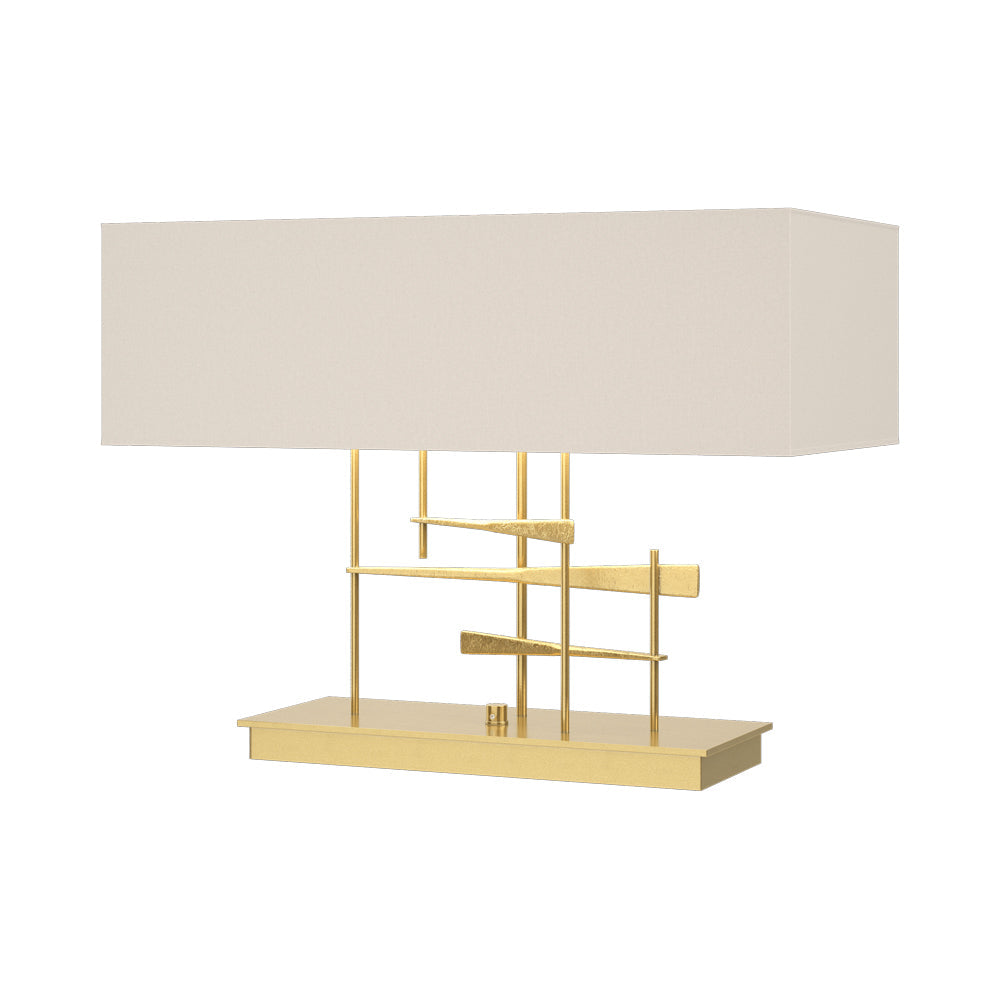 Cavaletti Table Lamp in Modern Brass/Flax.