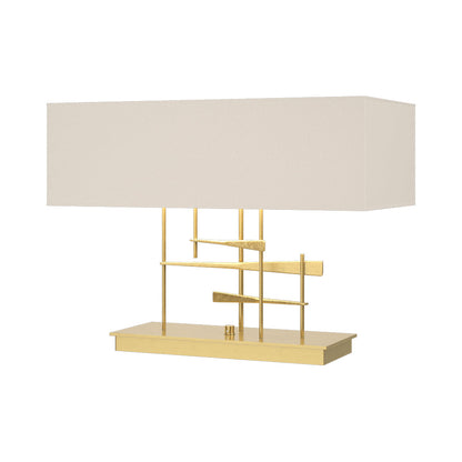 Cavaletti Table Lamp in Modern Brass/Flax.