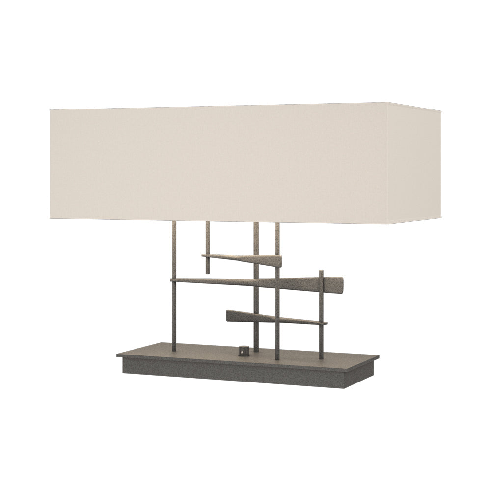 Cavaletti Table Lamp in Natural Iron/Flax.