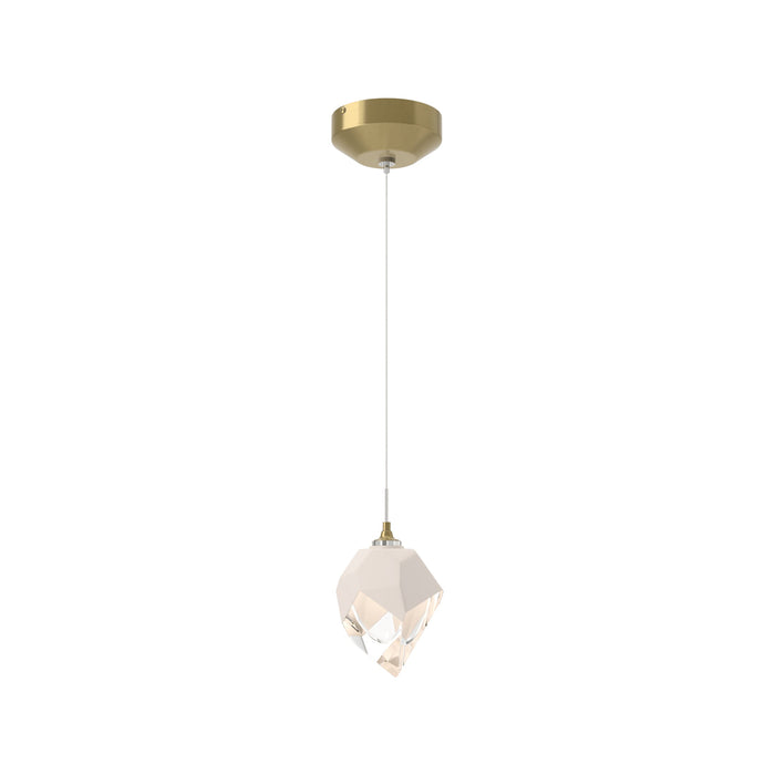 Chrysalis Pendant Light in Modern Brass/ White Glass (Small).