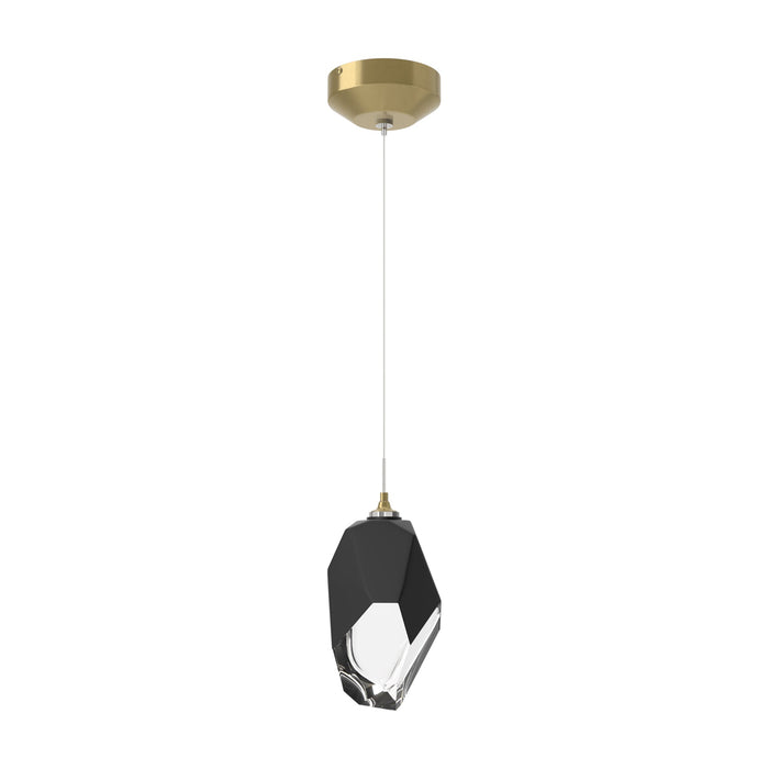 Chrysalis Pendant Light in Modern Brass/Matte Black Glass (Large).