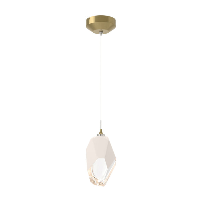 Chrysalis Pendant Light in Modern Brass/ White Glass (Large).