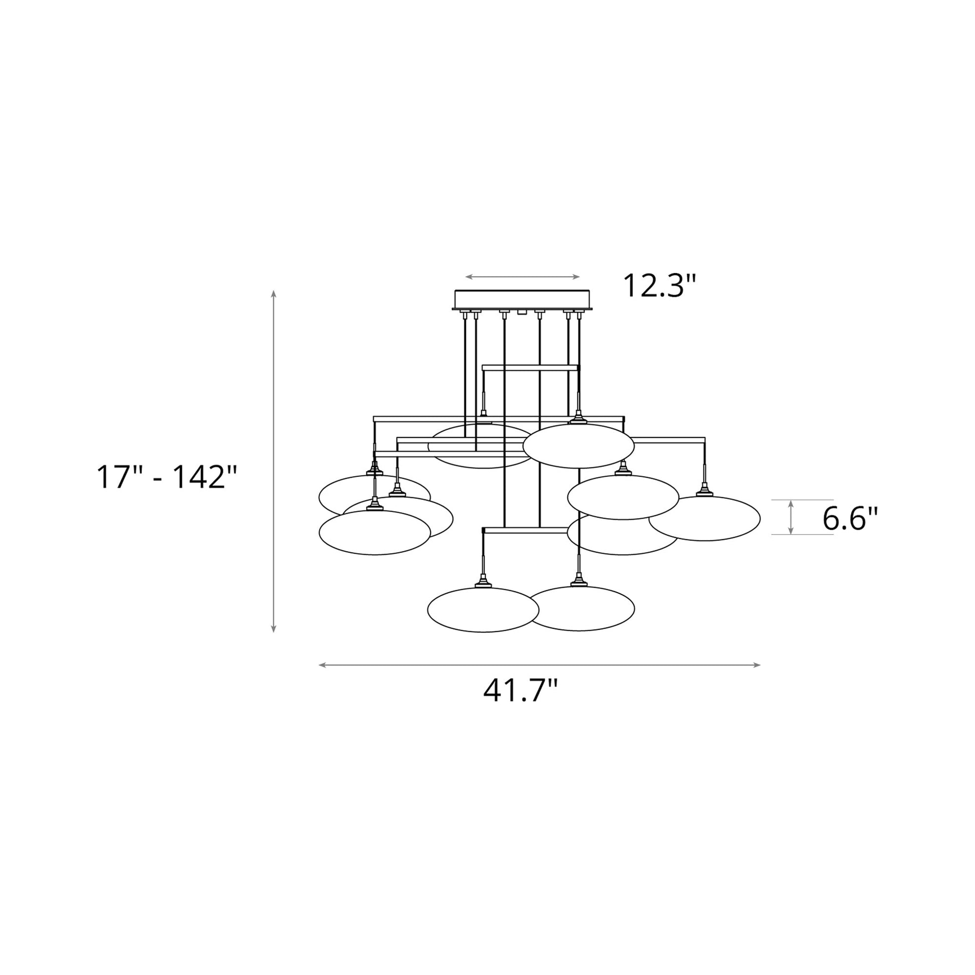 Clouds Mobile Pendant Light - line drawing.