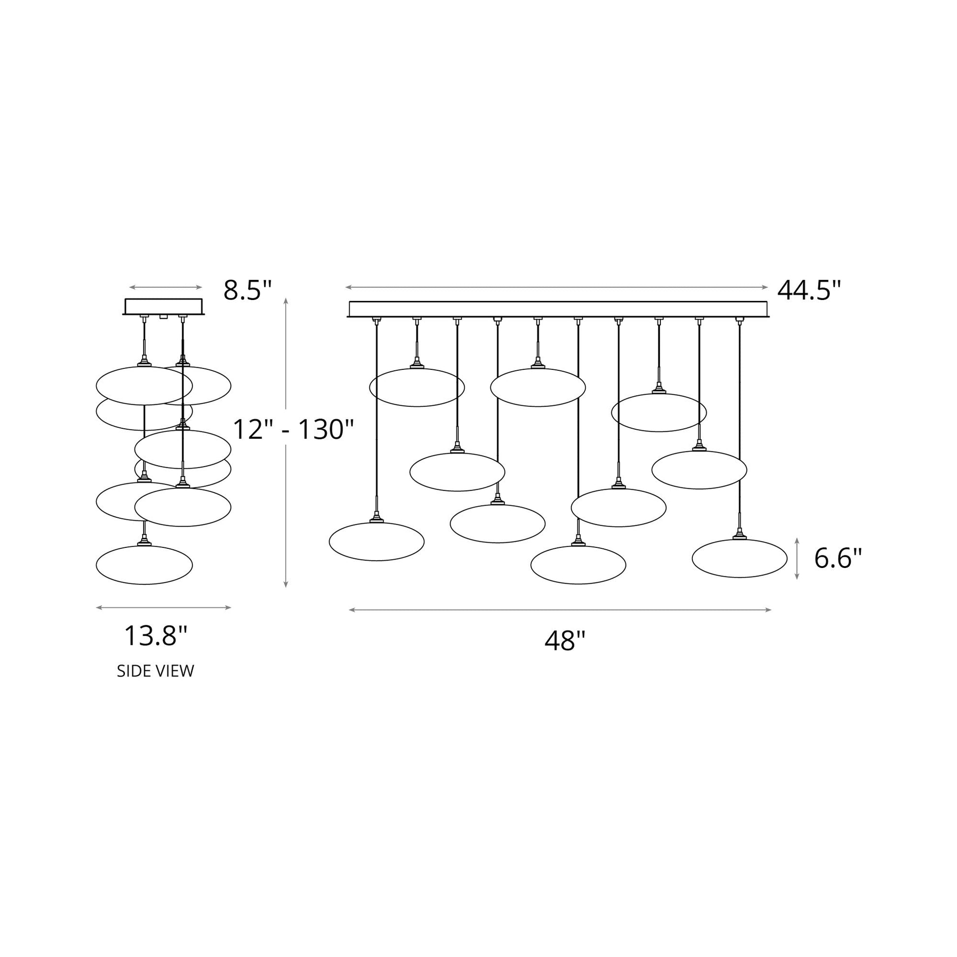 Clouds Pendant Light - line drawing.