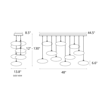 Clouds Pendant Light - line drawing.