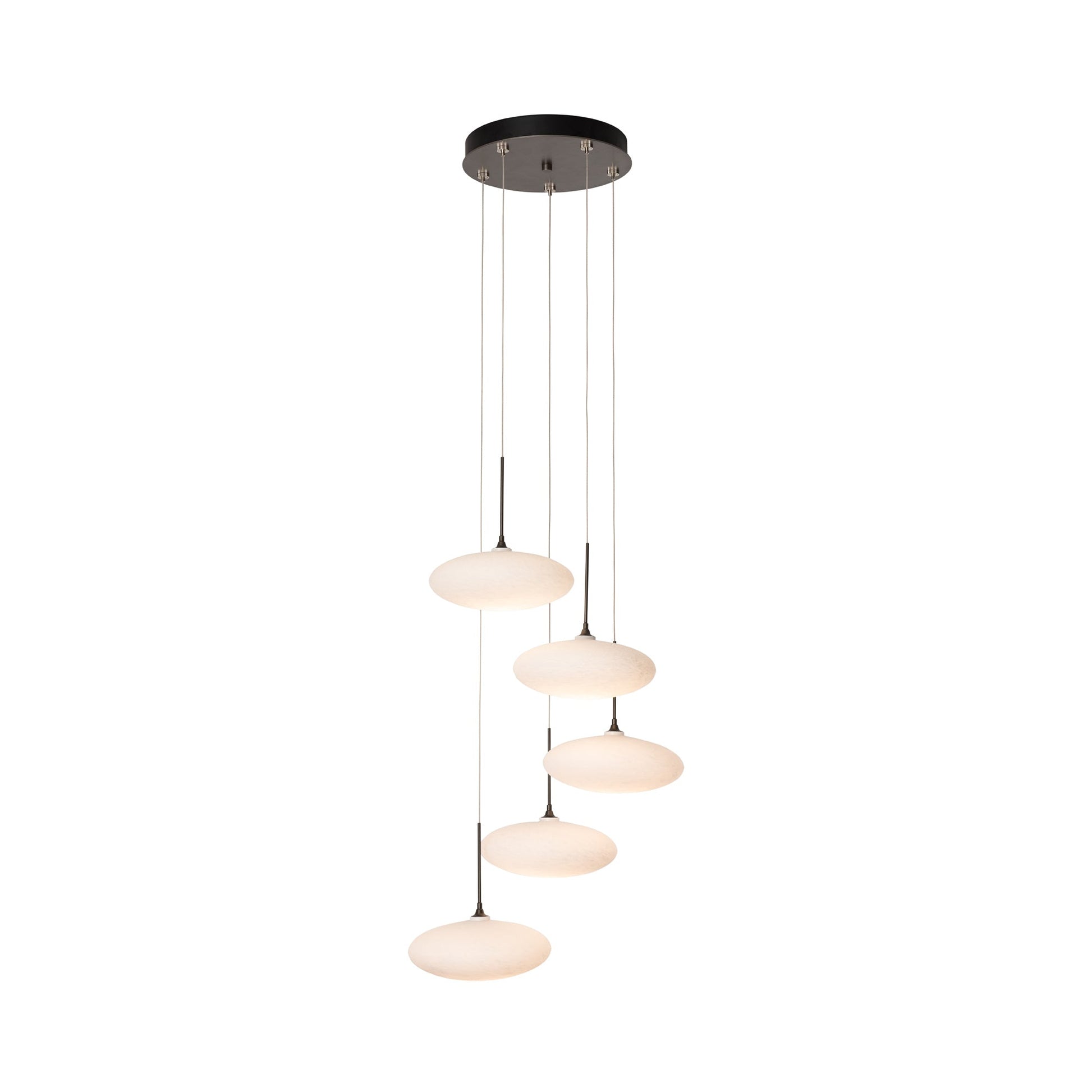 Clouds Round Pendant Light in Dark Smoke (5-Light).